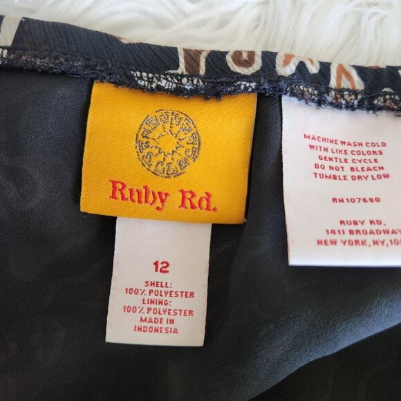 Ruby Rd Tiered Maxi Skirt Women's 12 Pull on Elastic Waist Flowy Lined Southwest - Picture 7 of 14